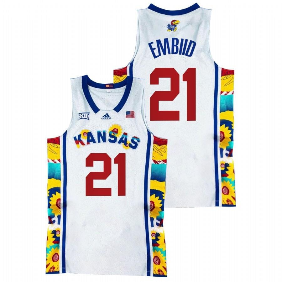 Kansas Jayhawks Joel Embiid 2 White Sunflower Showdown NCAA Jersey Men's