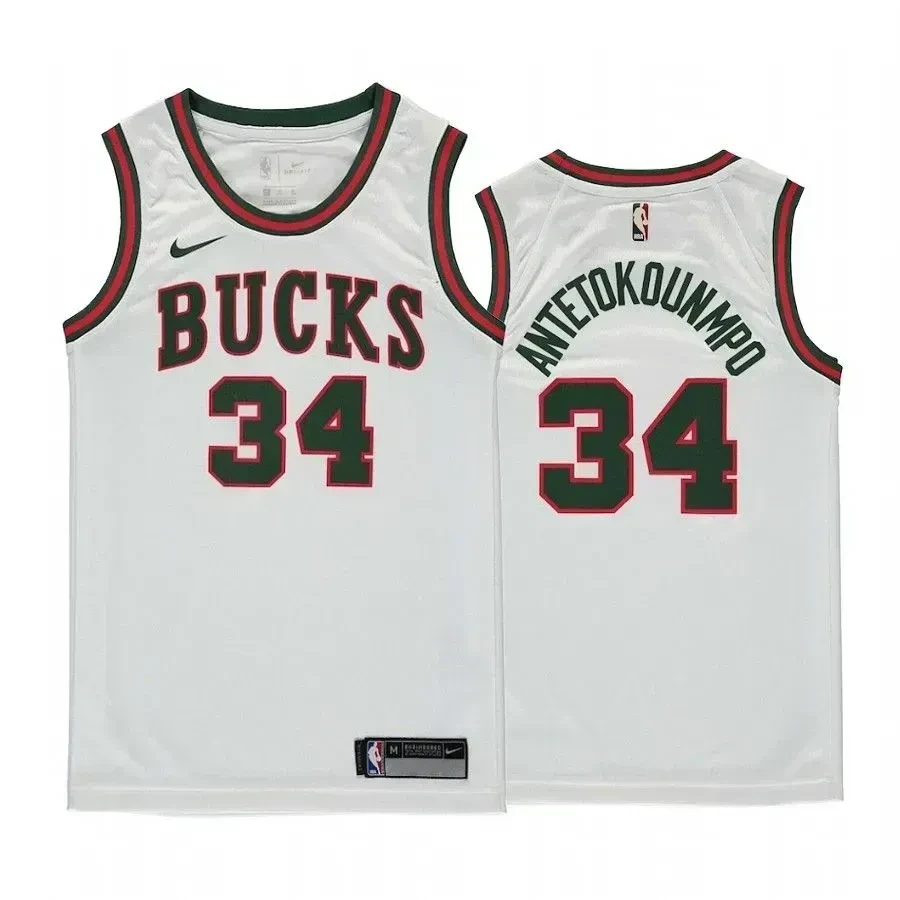 Milwaukee Bucks 34 Giannis Antetokounmp White Hardwood Classics NBA Jersey Youth