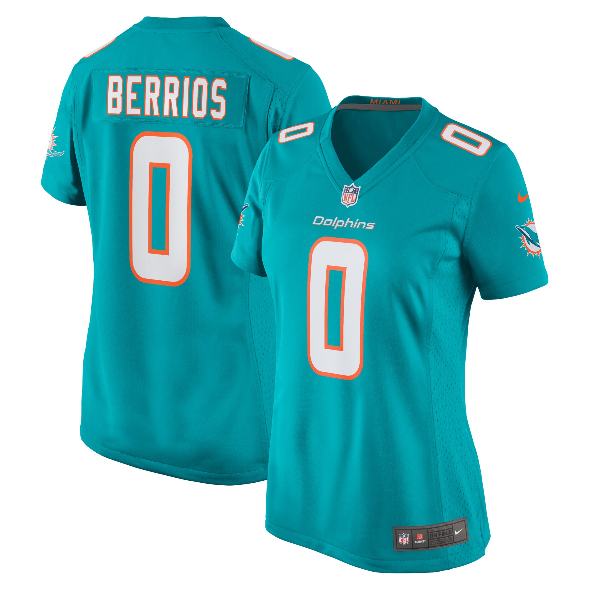 Miami Dolphins Braxton Berrios Aqua Game NFL Jersey Women's