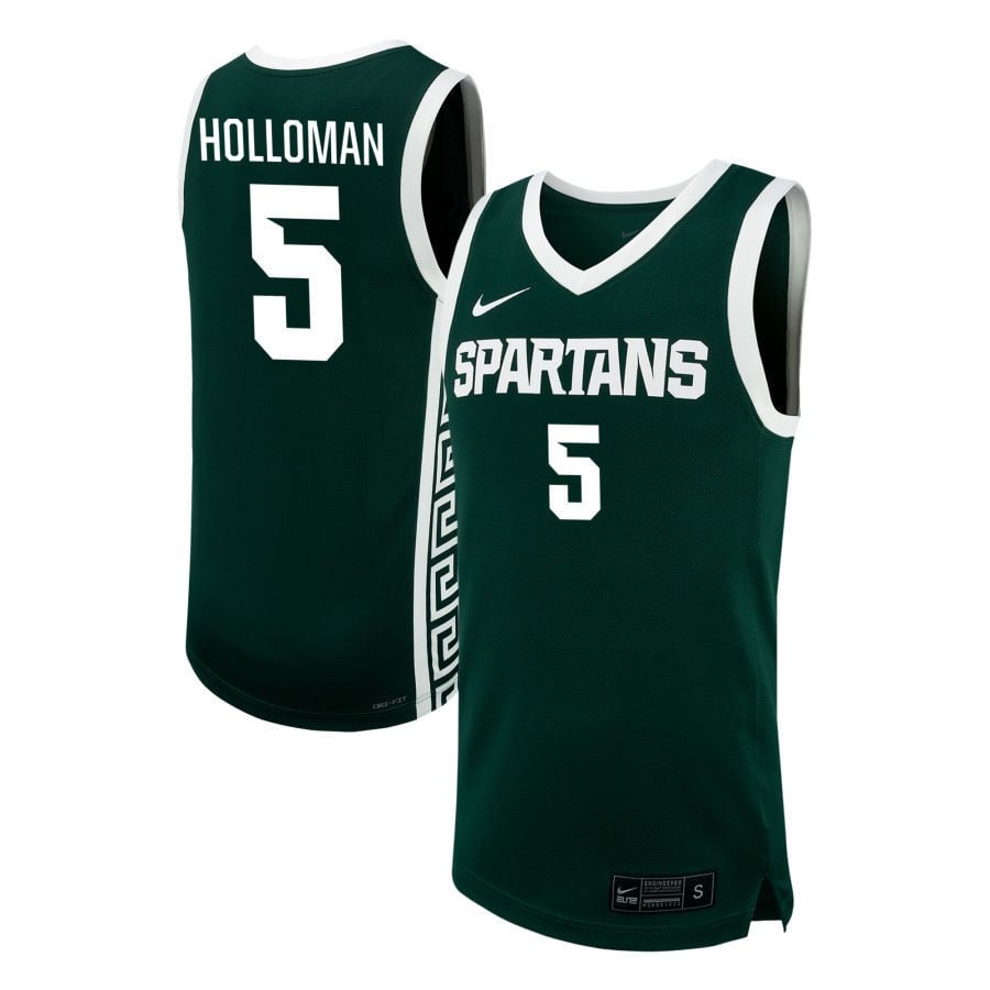 Tre Holloman 5 Michigan State Spartans NIL Green NCAA Jersey Men's