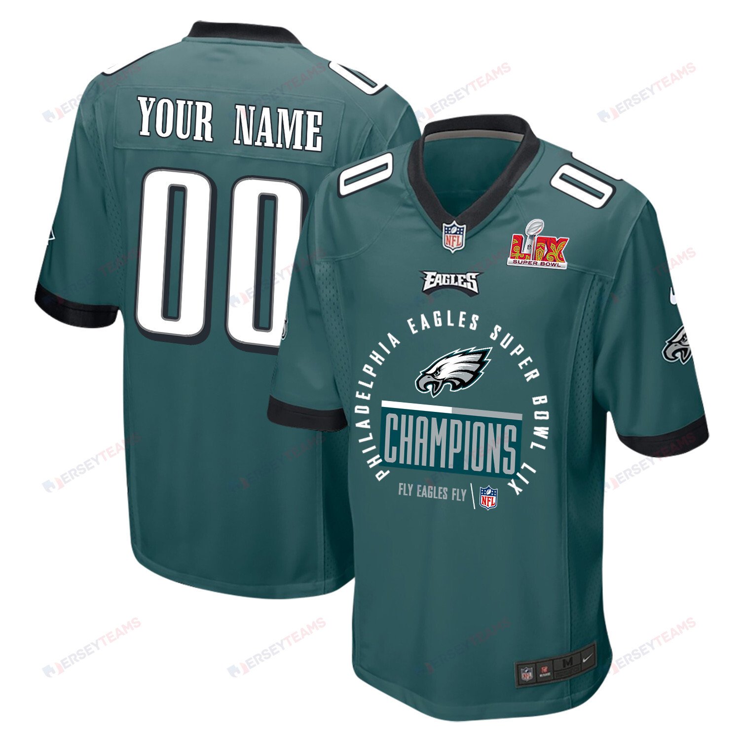 Philadelphia Eagles Super Bowl LIX Champions Game Custom Midnight Green NFL Jersey Men's