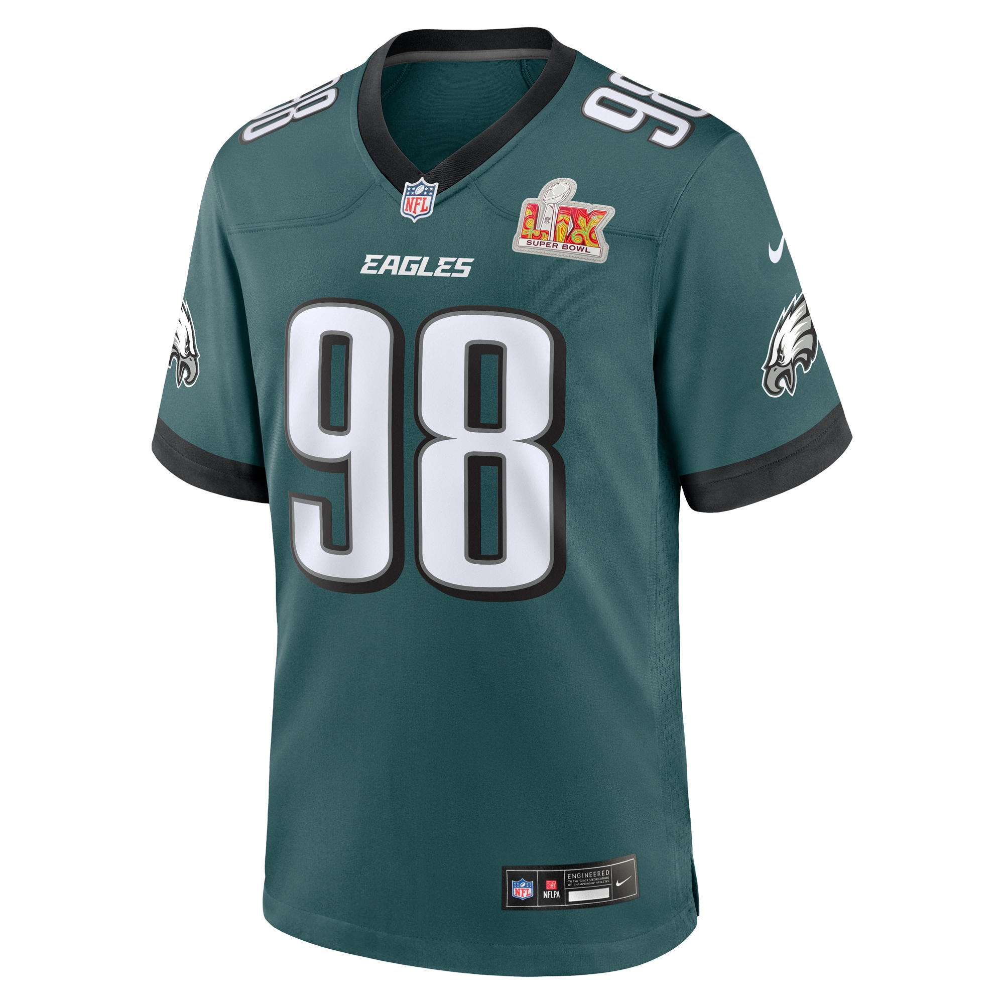 Philadelphia Eagles Jalen Carter Midnight Green Super Bowl LIX Game Player NFL Jersey Men's