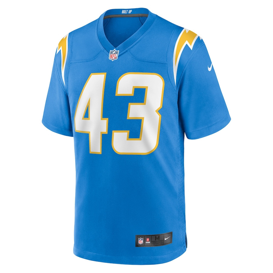 Troy Dye 43 Los Angeles Chargers Team Game Powder Blue NFL Jersey Men's