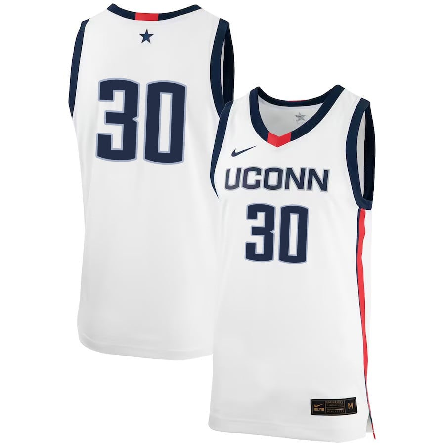 Yarin Hasson 30 UConn Huskies Me White NCAA Jersey Men's