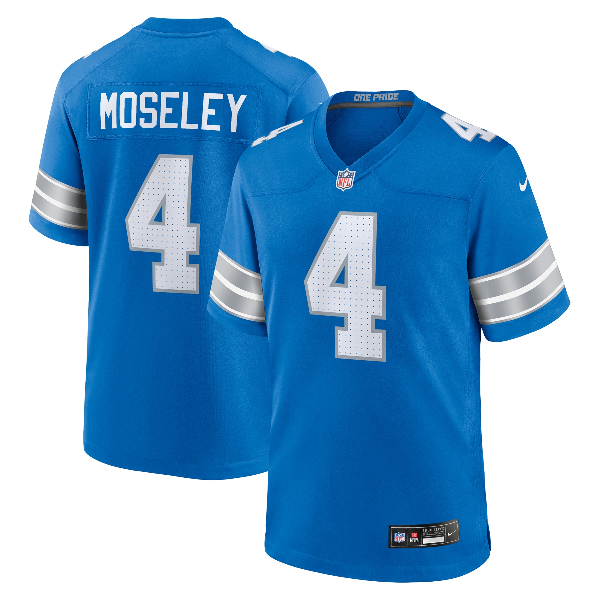 Detroit Lions Emmanuel Moseley Blue Team Game NFL Jersey Men's
