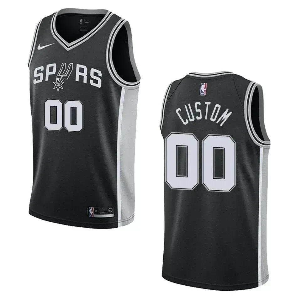 San Antonio Spurs 00 Custom Icon Swingman Black NBA Jersey Men's