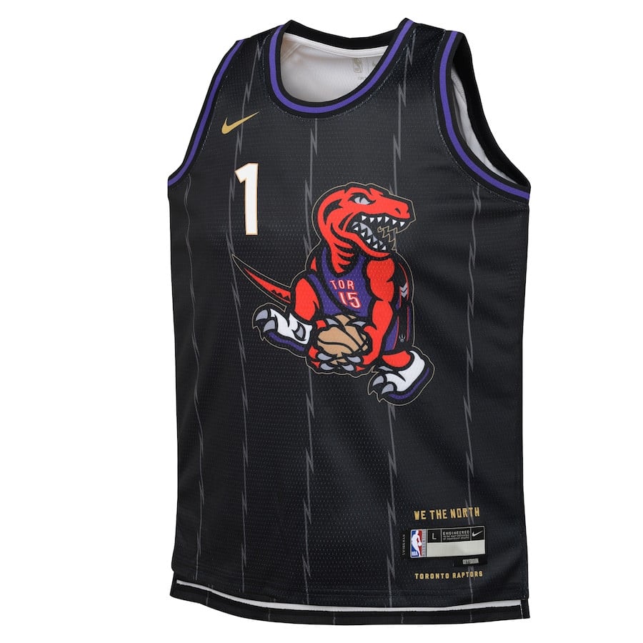 Grady Dick 1 Toronto Raptors 2024/25 Swingman Playe City Edition Black NBA Jersey Youth