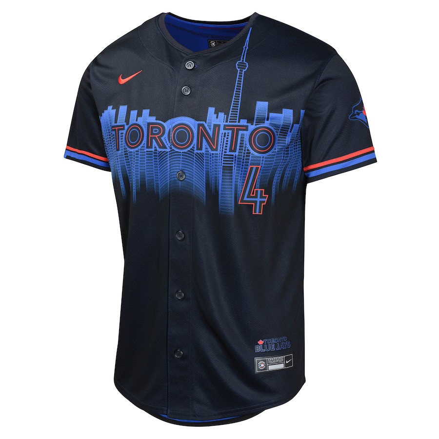 George Springer 4 Toronto Blue Jays 2024 City Connect Limited Navy MLB Jersey Youth