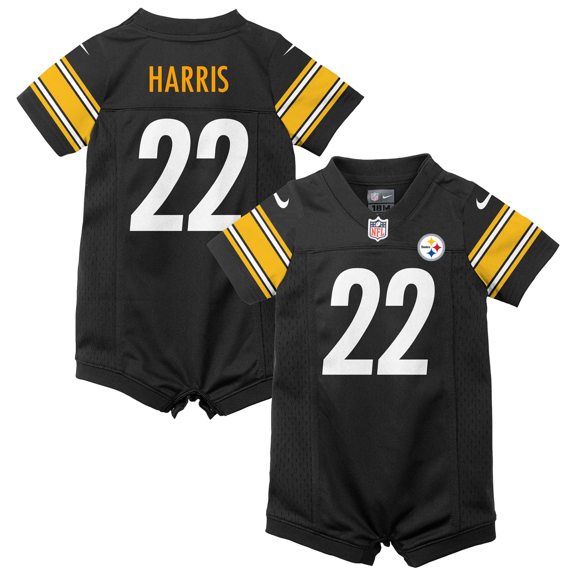 Newborn Infant Pittsburgh Steelers Najee Harris Black Game Romper NFL Jersey Men's