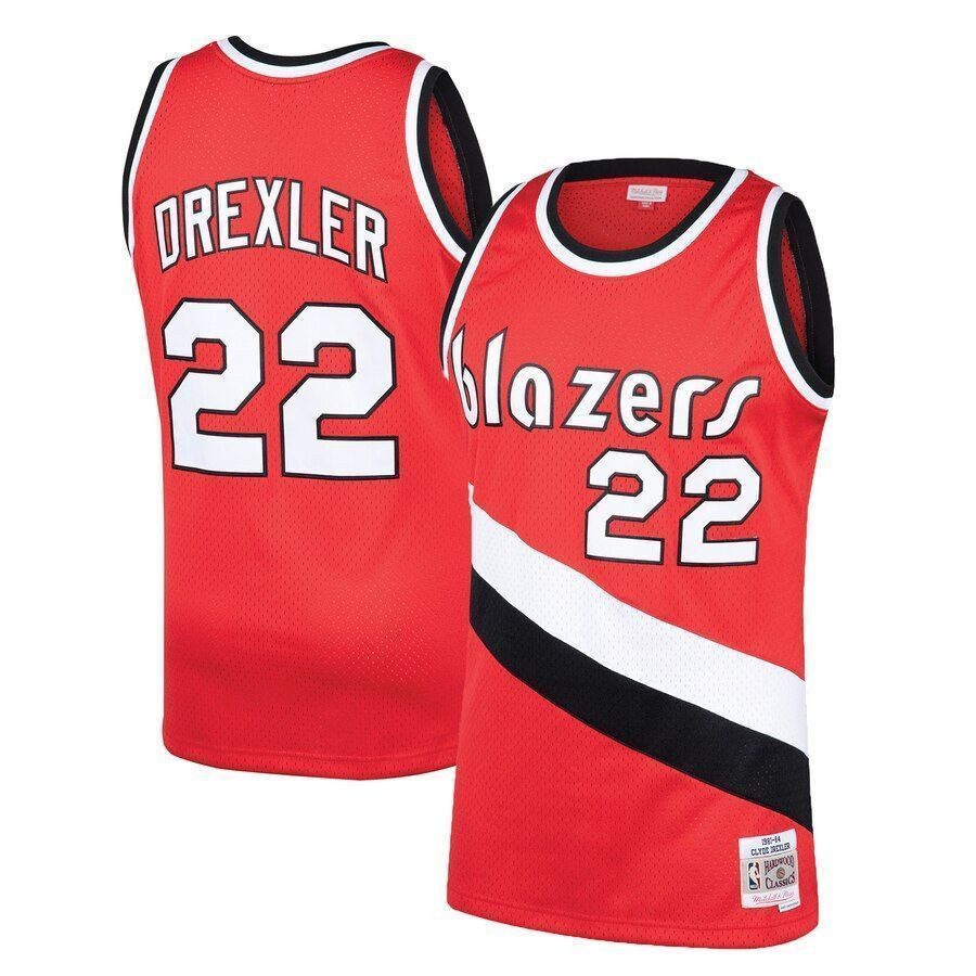 Clyde Drexler Portland Trail Blazers Mitchell Ness Hardwood Classics Swingman Red NBA Jersey Men's