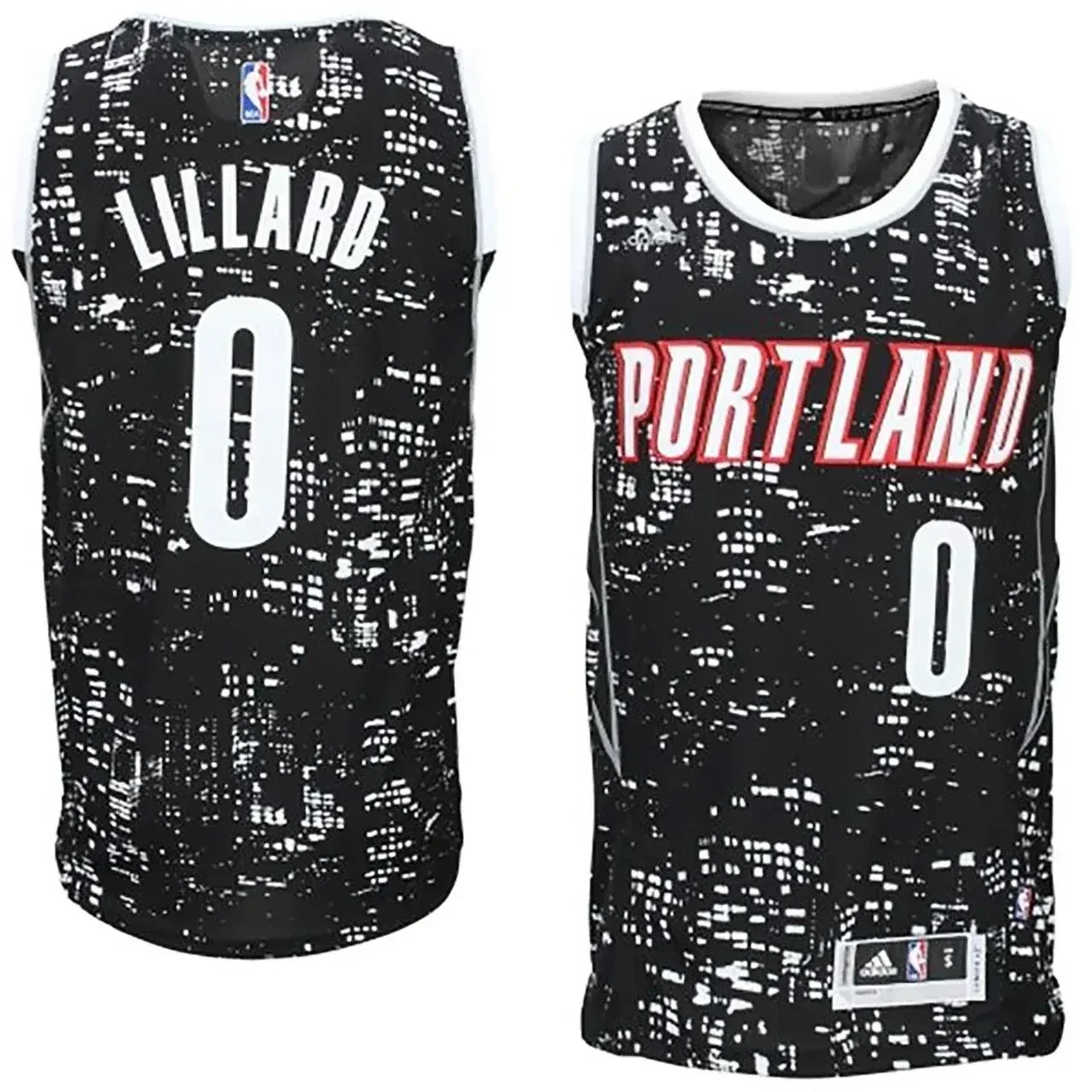 Portland Trail Blazers 0 Damian Lillard Black City Lights Fashion Swingman NBA Jersey Men's