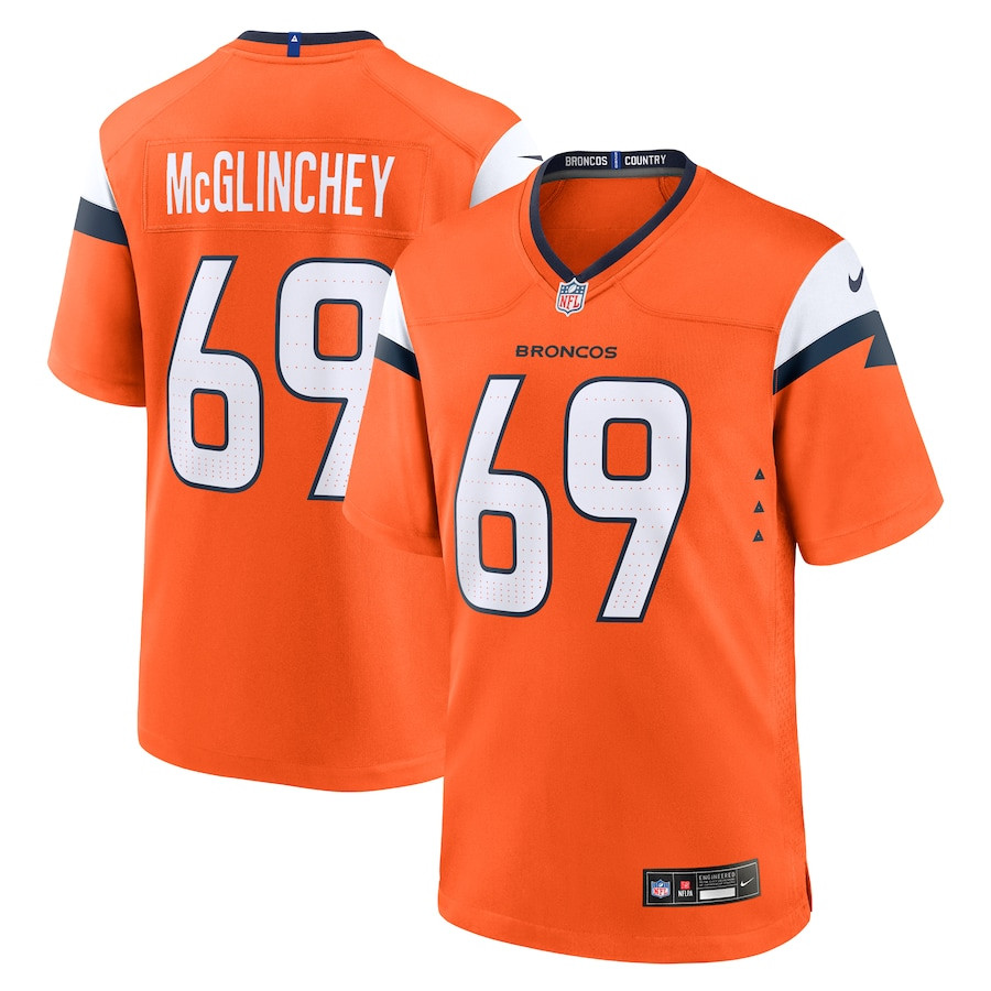 Mike McGlinchey 69 Denver Broncos Team Game Orange NFL Jersey Men's