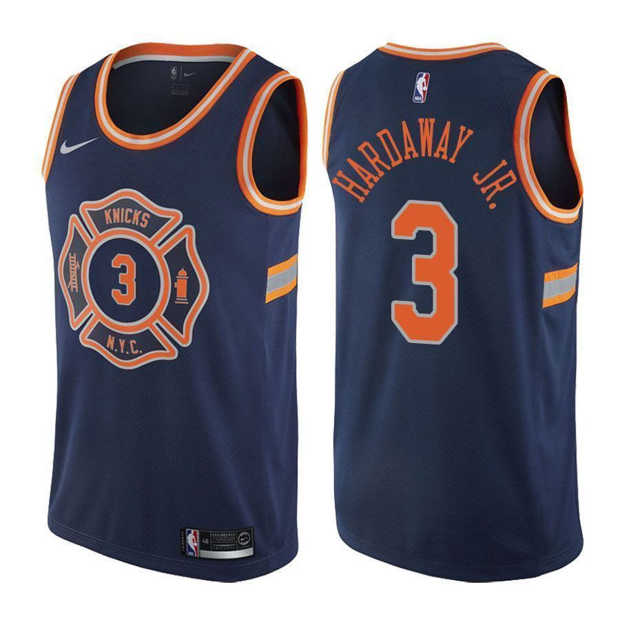 New York Knicks Tim Hardaway Jr. 3 City Edition Navy NBA Jersey Men's