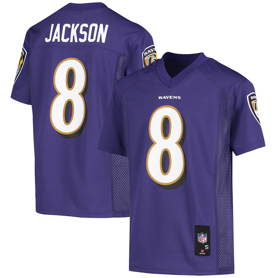 Lamar Jackson 8 Baltimore Ravens Purple NFL Jersey Youth