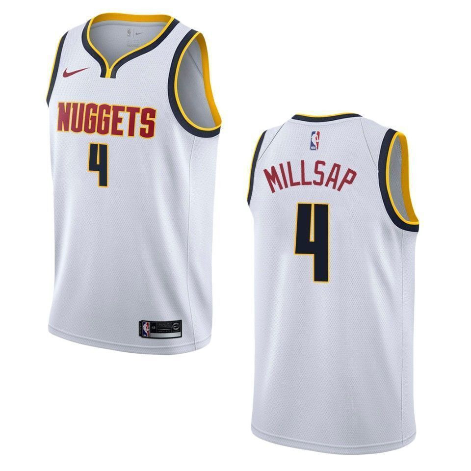 Denver Nuggets 4 Paul Millsap Association Swingman Wihte NBA Jersey Men's