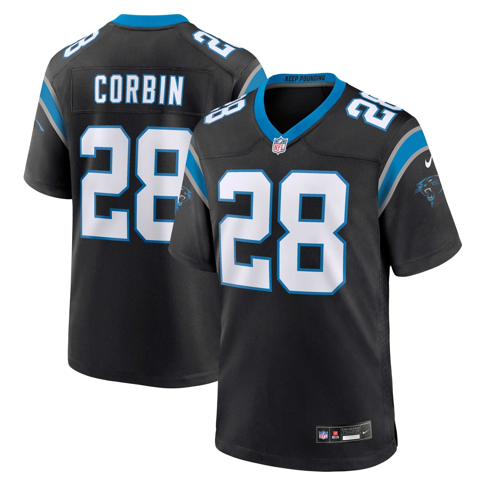 Carolina Panthers Jashaun Corbin Black Team Game NFL Jersey Men's