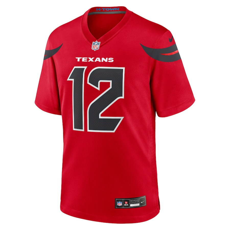 Nico Collins 12 Houston Texans Alternate Game Red NFL Jersey Men's