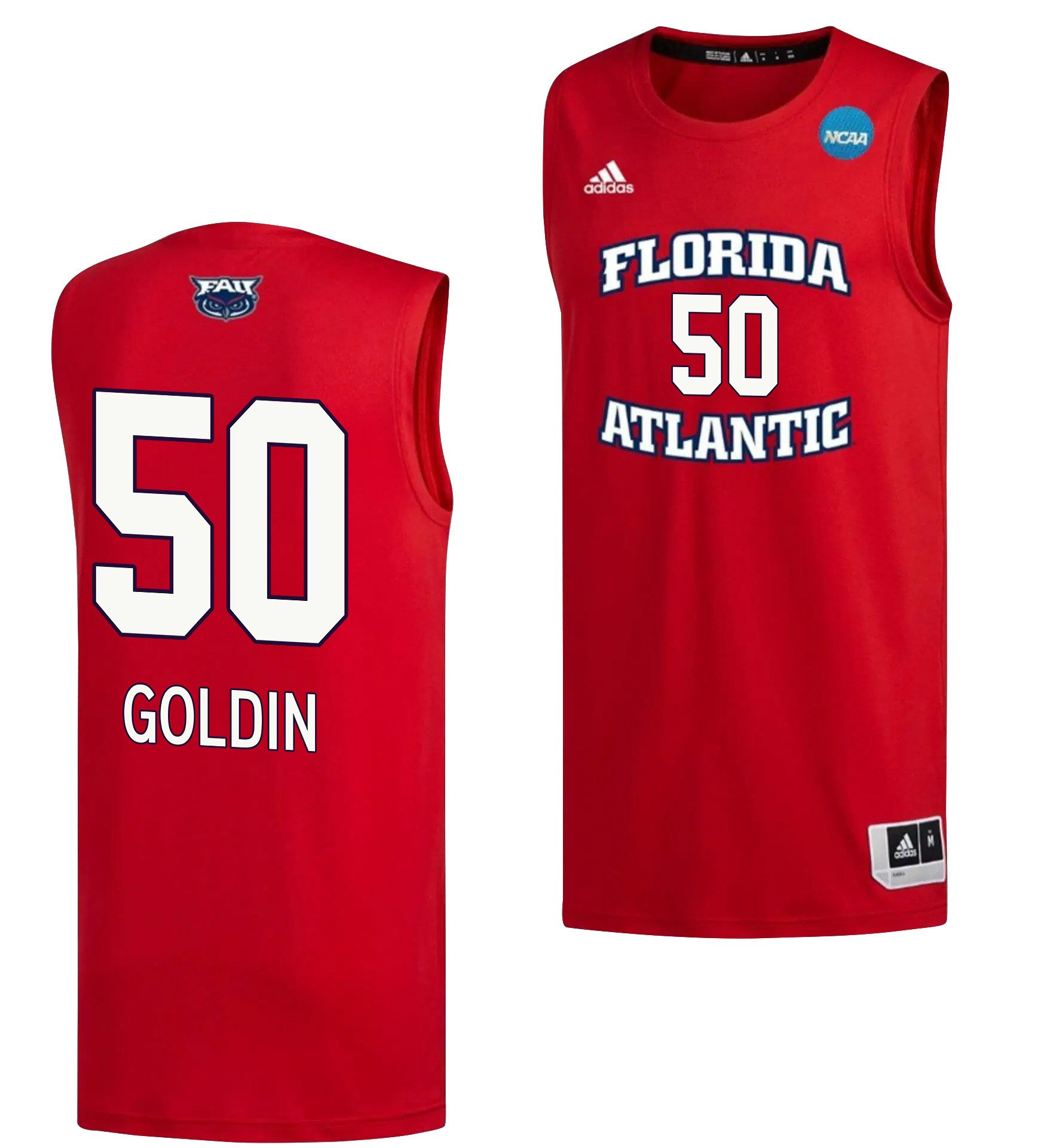 Vladislav Goldin 50 FAU Owls 2023 March Madness- Red NCAA Jersey Men's