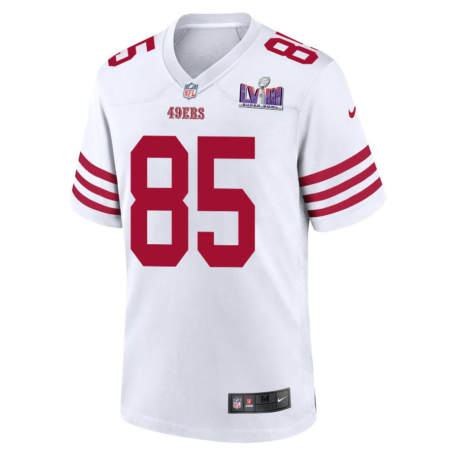 George Kittle 85 San Francisco 49ers Super Bowl LVIII Patch Game White NFL Jersey Men's