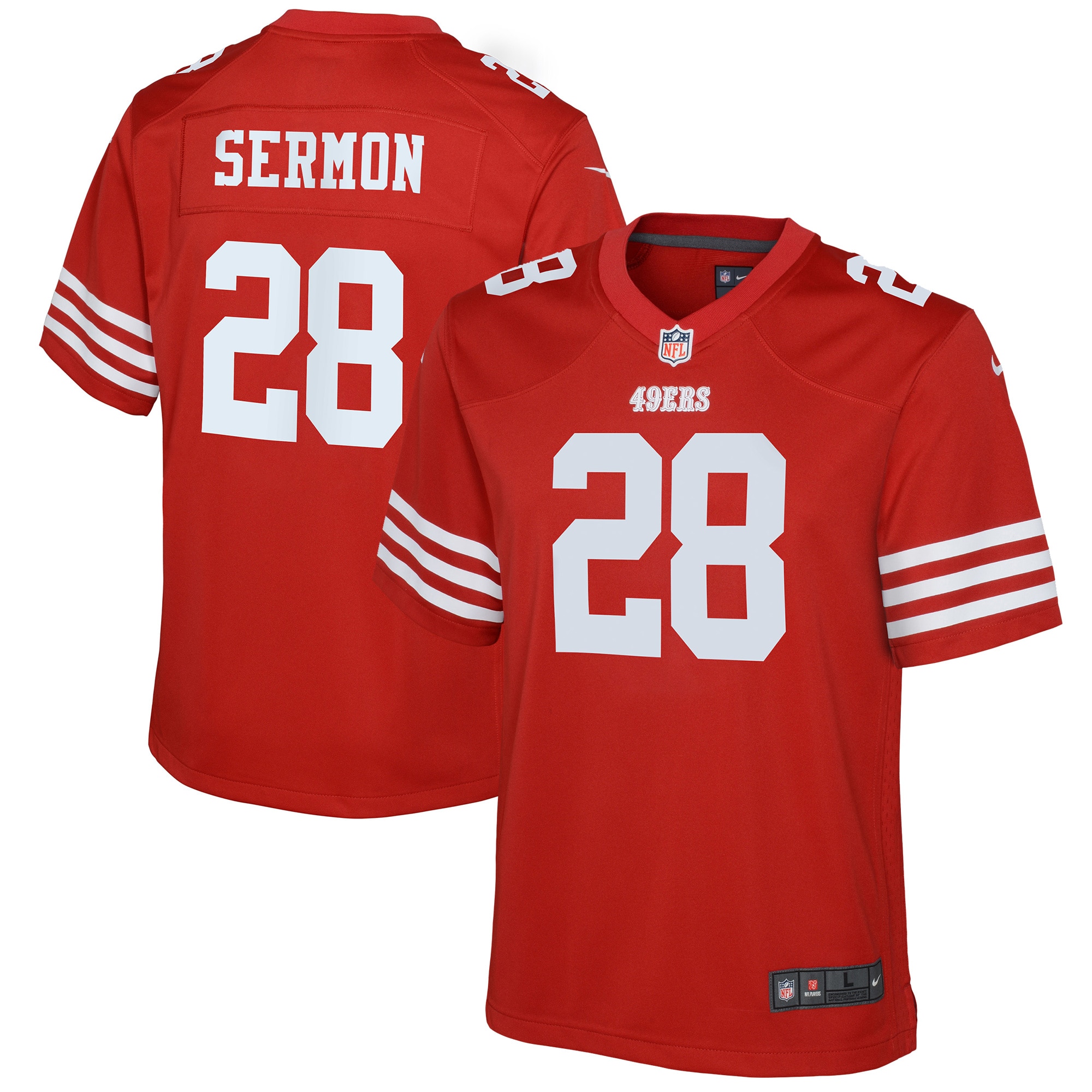 San Francisco 49ers Trey Sermon Scarlet Game NFL Jersey Youth