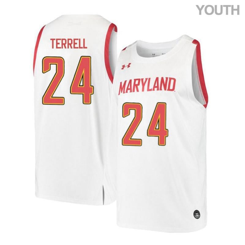 Under Armour 24 Andrew Terrel White Retro Maryland Terrapins NCAA Jersey Youth