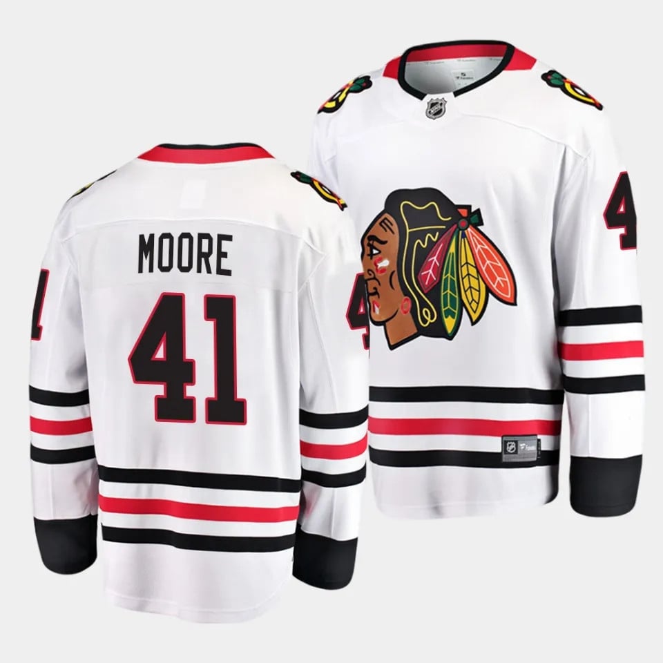 Oliver Moore #41 Chicago Blackhawks 2023 Draft Away White NHL Jersey Men's