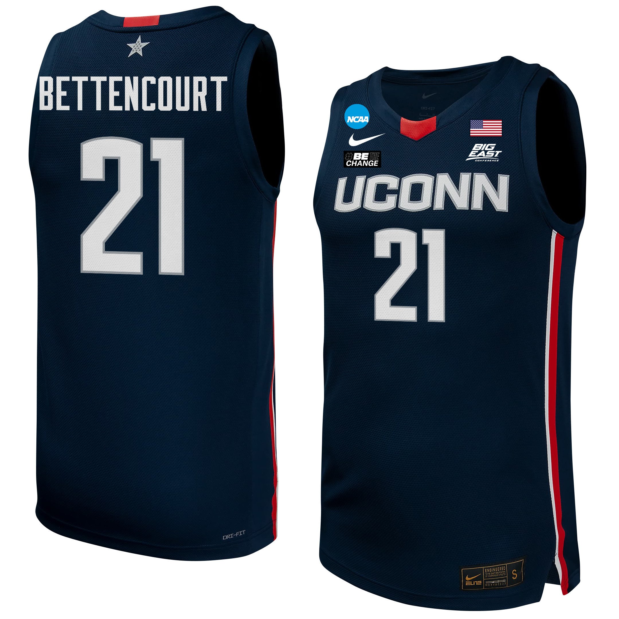 Ines Bettencourt 21 UConn Huskies 2024 Navy Unisex NCAA Jersey Unisex