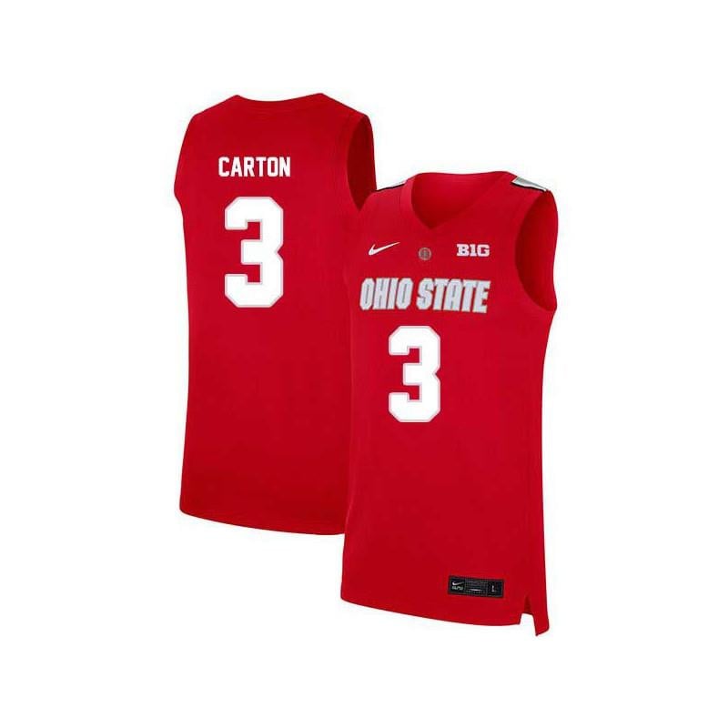 3 DJ Carton Red Elite Ohio State Buckeyes NCAA Jersey Men's
