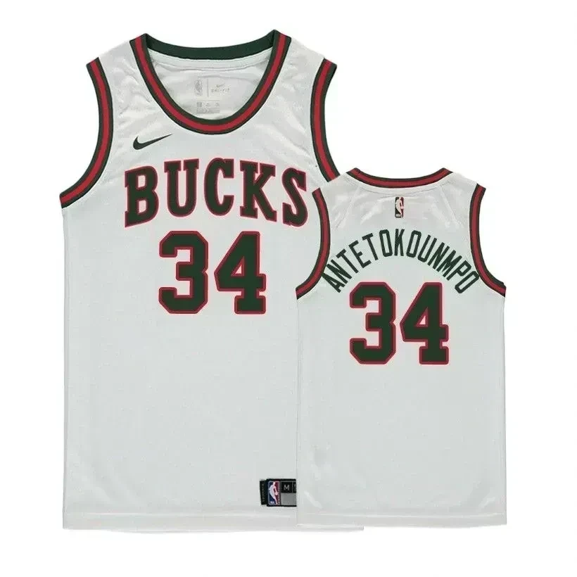 Bucks Giannis Antetokounmpo 34 Classic Editio White NBA Jersey Youth