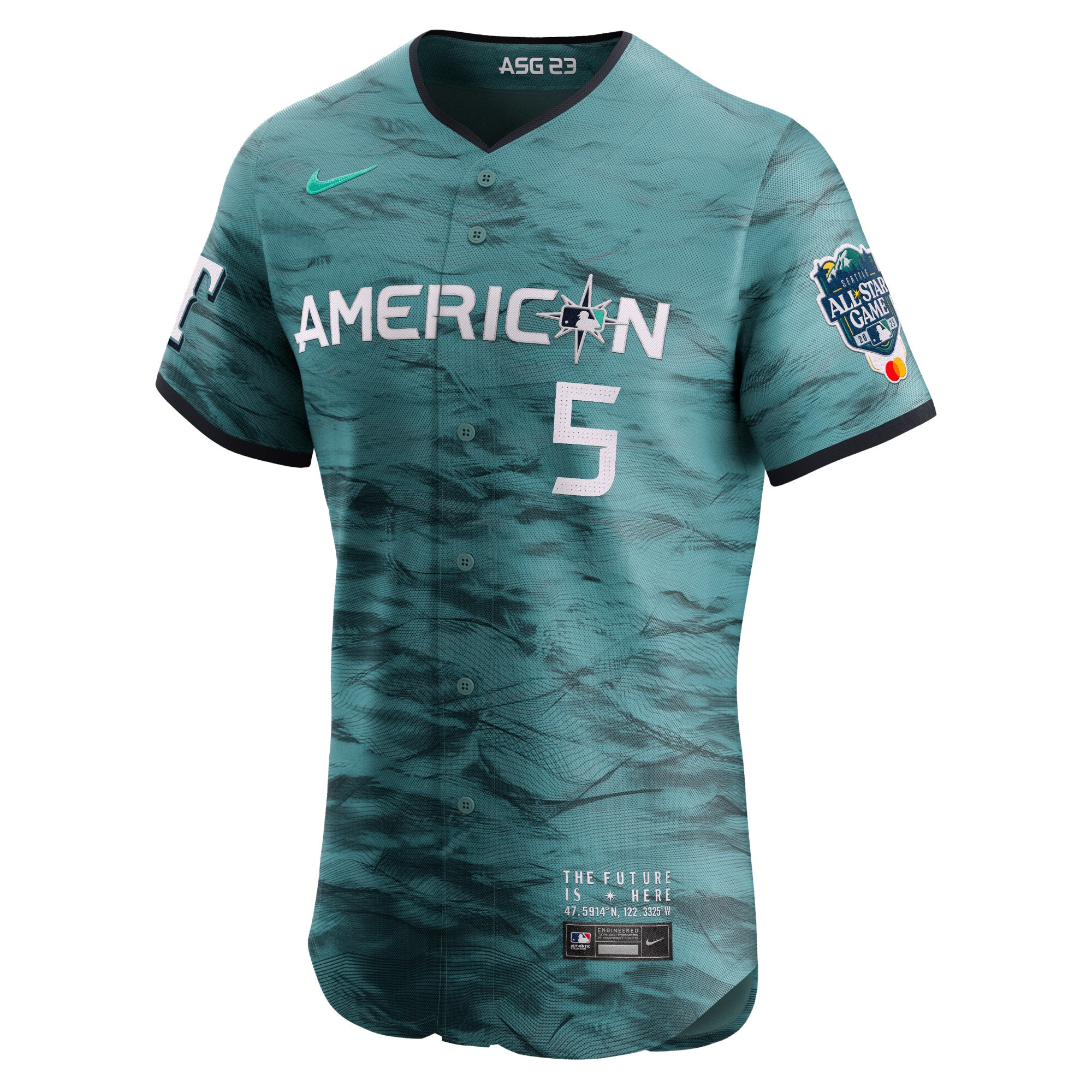 Corey Seager 5 American League 2023 All Star Game Vapor Elite Teal MLB Jersey Men's