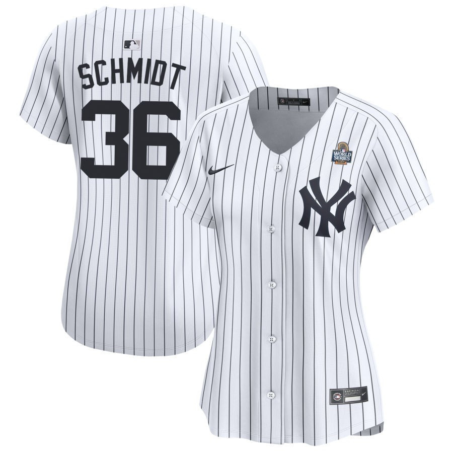 Clarke Schmidt 36 New York Yankees 2024 World Series Home Limited White MLB Jersey Women's