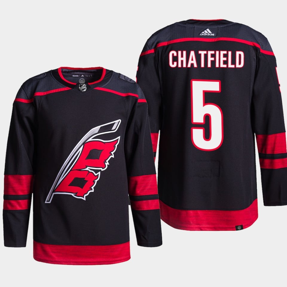 Jalen Chatfield 5 Carolina Hurricanes Black Primegreen Alternate NHL Jersey Men's