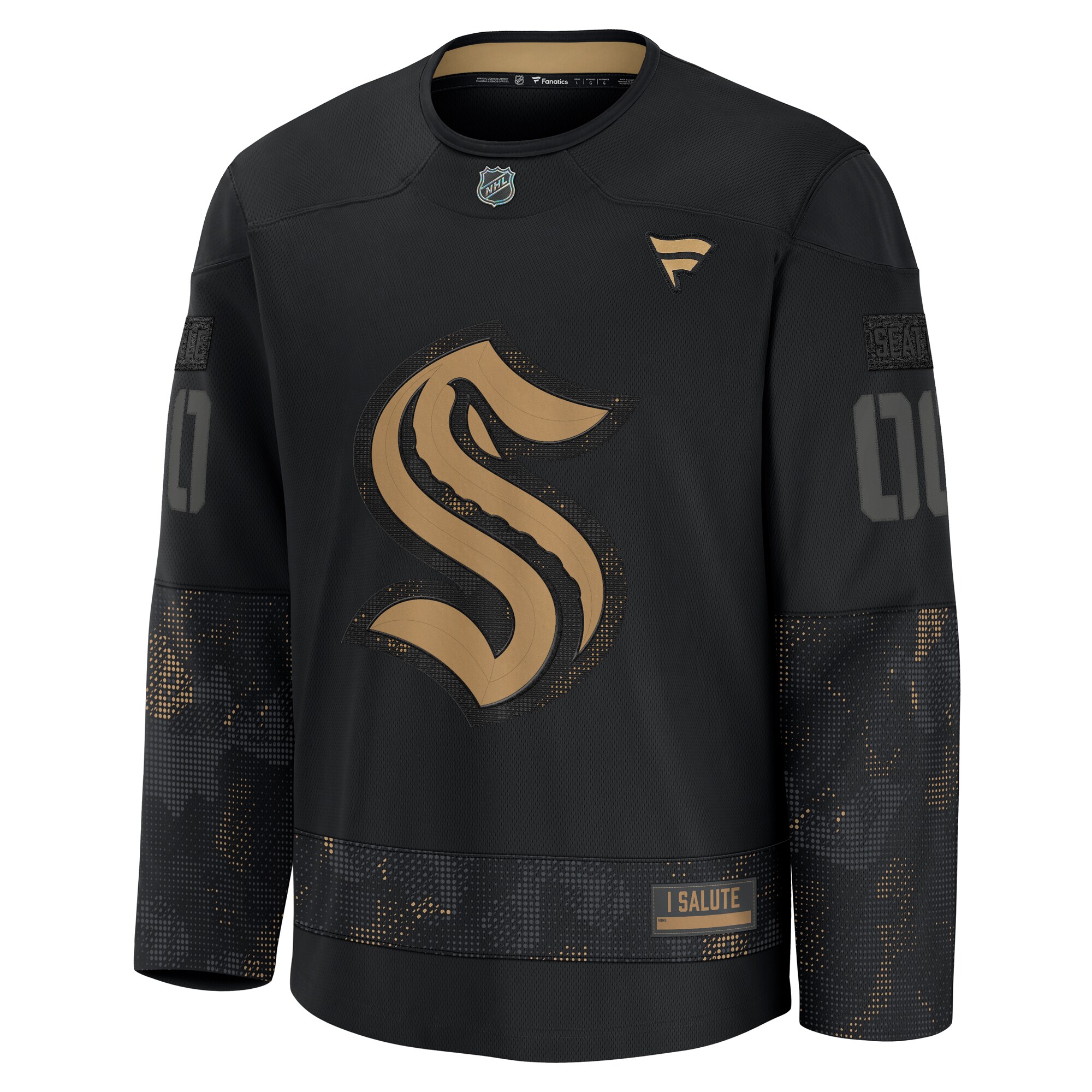 Seattle Kraken Black 2024 Military Appreciation Custom Practice NHL Jersey Men's