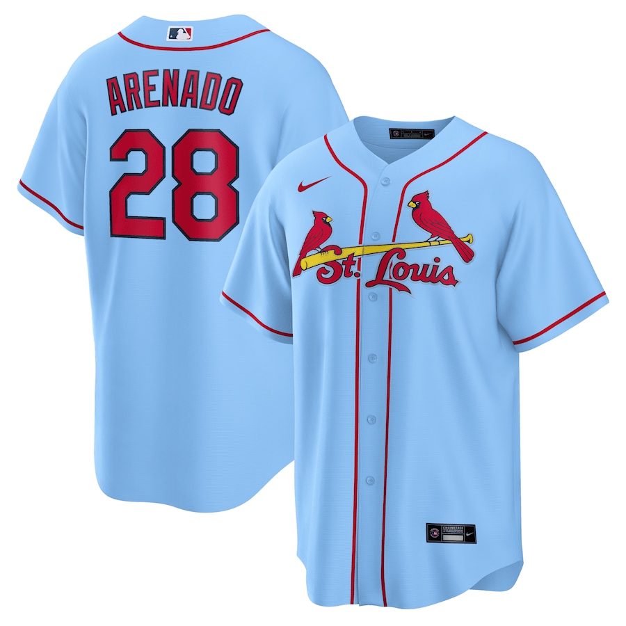 Nolan Arenado 28 St. Louis Cardinals Alternate Light Blue MLB Jersey Men's