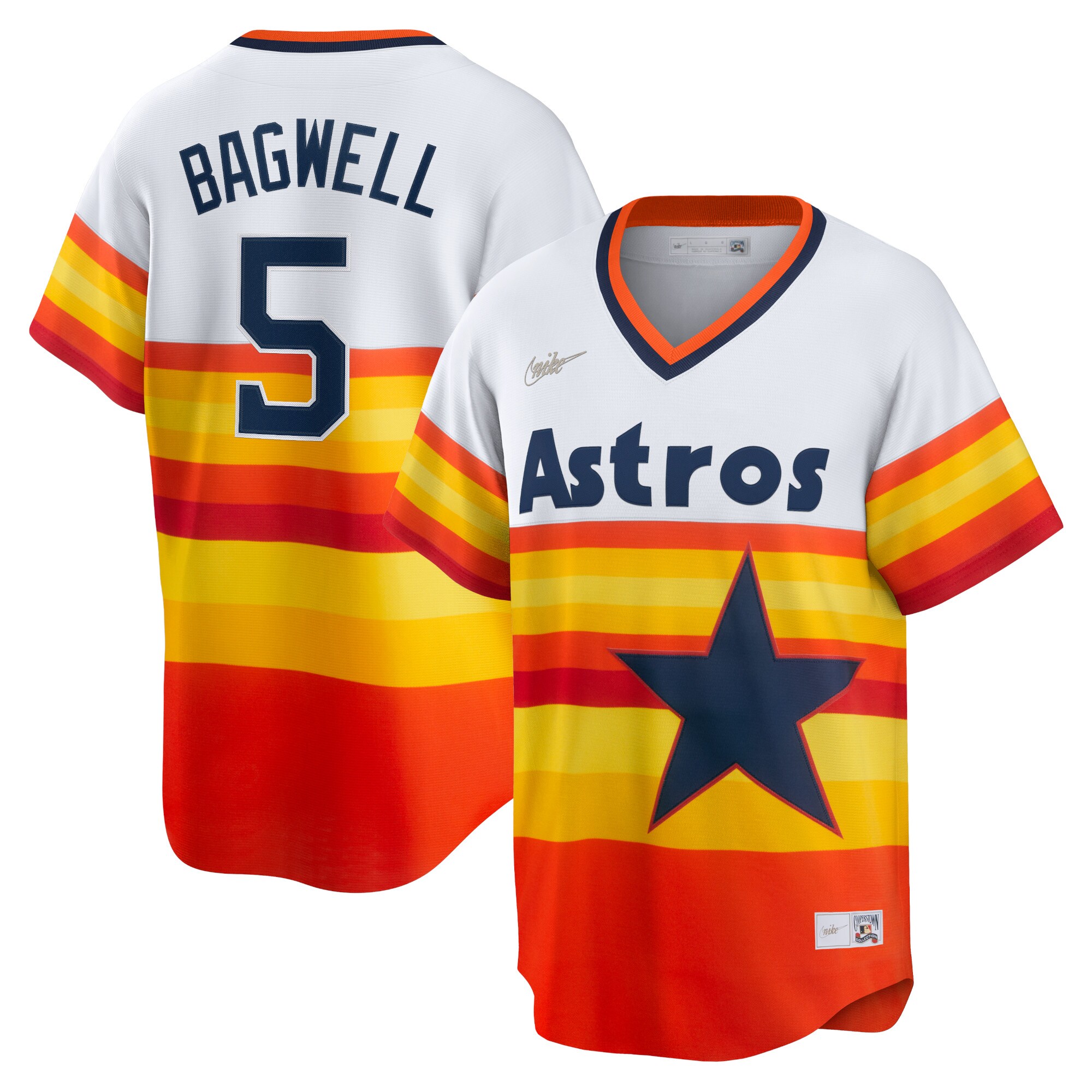 Houston Astros Jeff Bagwell White Home Cooperstown Collection Player MLB Jersey Men's