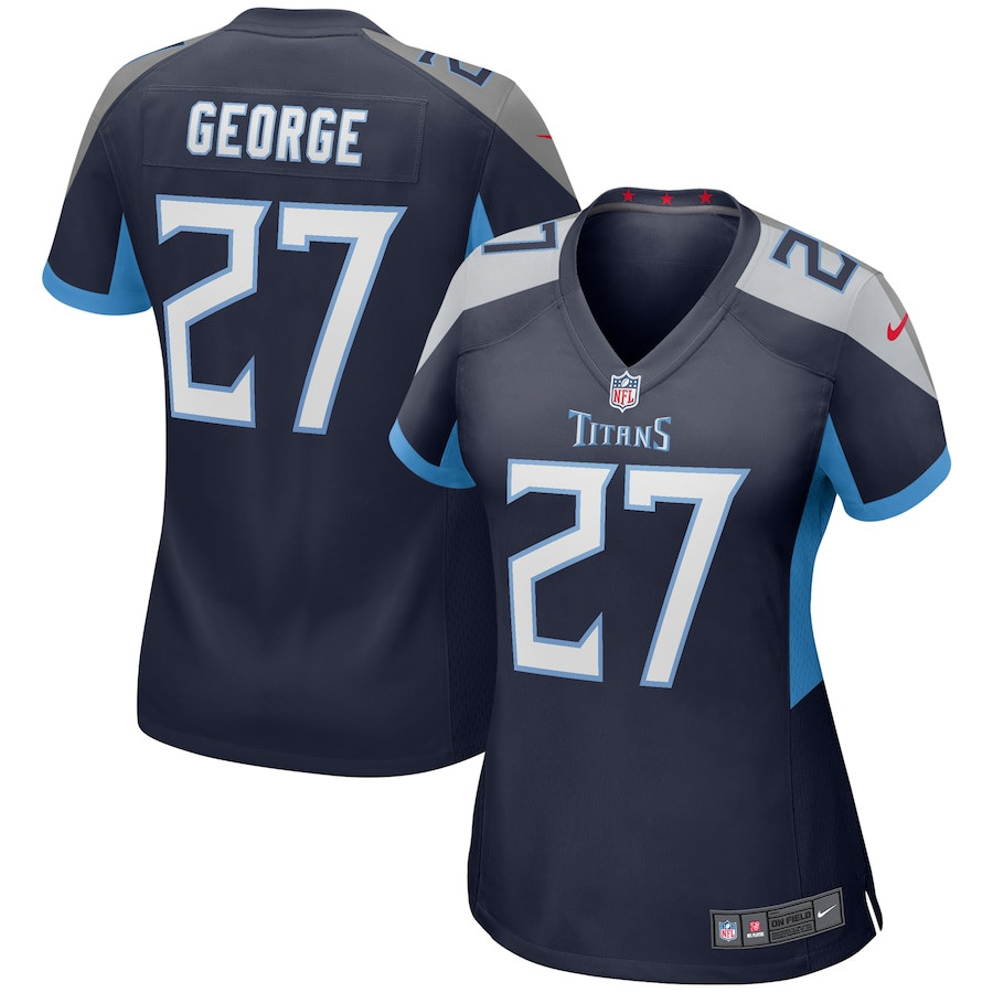 Eddie George 27 Tennessee Titans Game Retired Navy NFL Jersey Women's