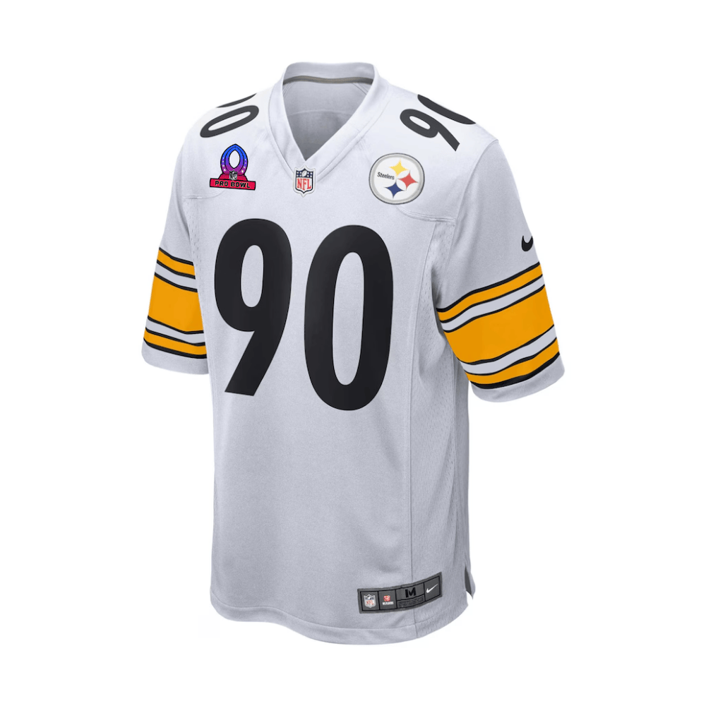 T.J. Watt 90 Pittsburgh Steelers 2025 Pro Bowl Patch Game White NFL Jersey Men's