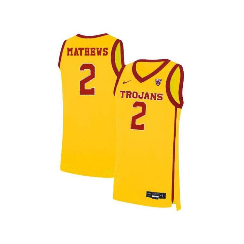 2 Jonah Mathews Yellow Elite USC Trojans NCAA Jersey Men's