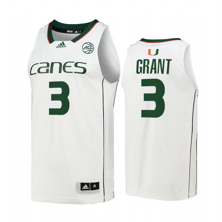 Miami Hurricanes Malcolm Grant 3 College White Uniform NCAA Jersey Men's
