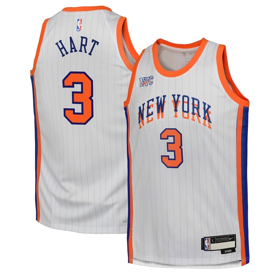 Josh Hart 3 New York Knicks 2024/25 Swingman Playe City Editio White NBA Jersey Youth