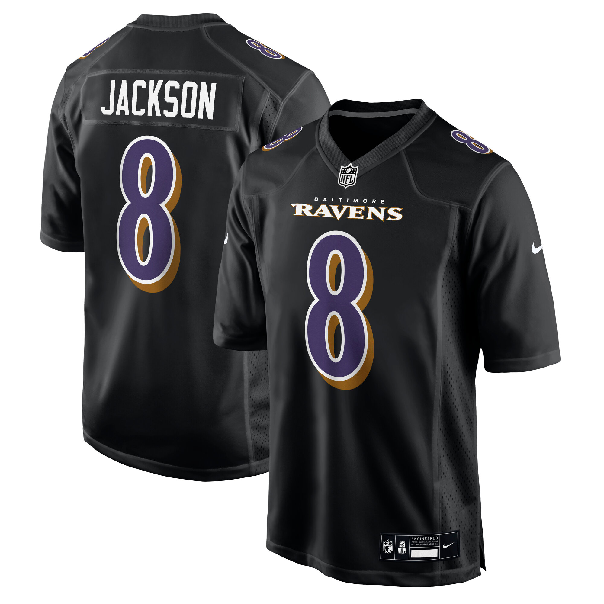 Baltimore Ravens Lamar Jackson Carbon Black Fashion NFL Jersey Men's