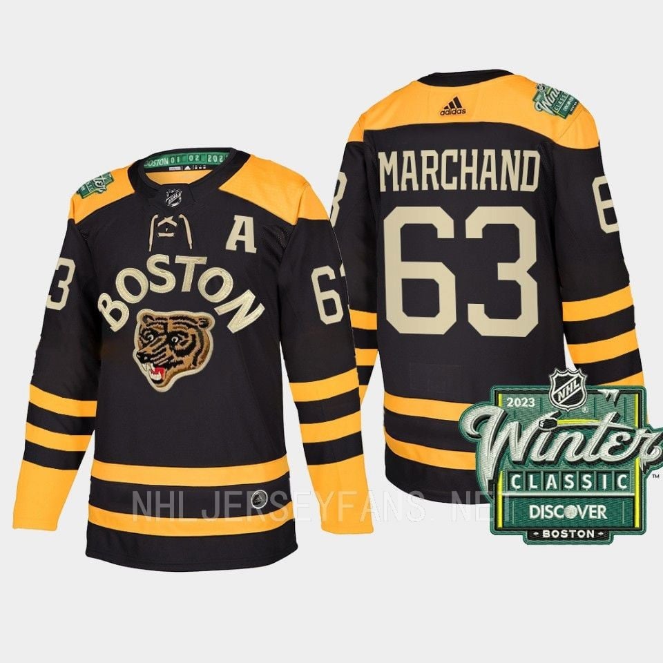 Boston Bruins Brad Marchand 63 2023 Winter Classic Black NHL Jersey Men's