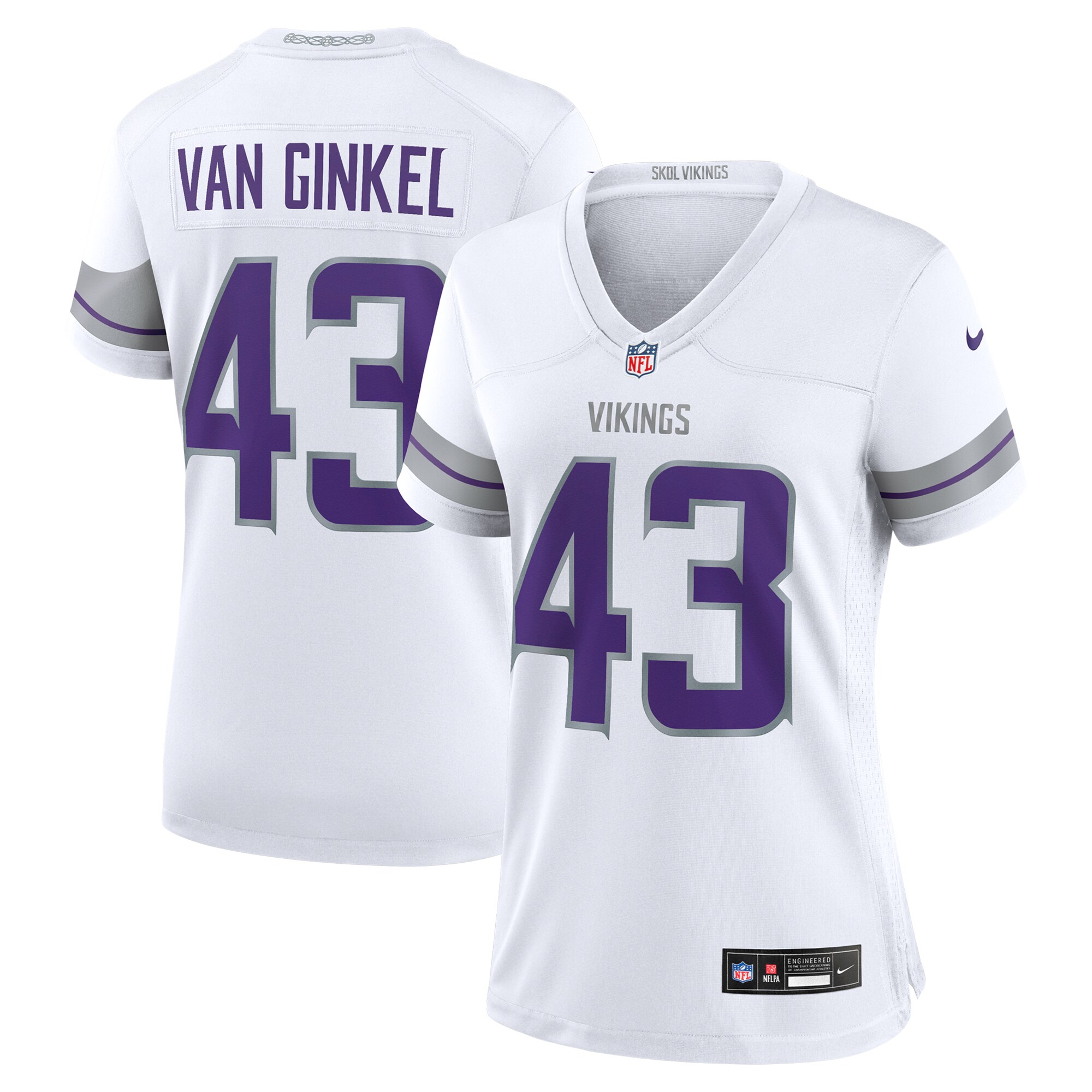 Minnesota Vikings Andrew Van Ginkel White Alternate Game NFL Jersey Women's