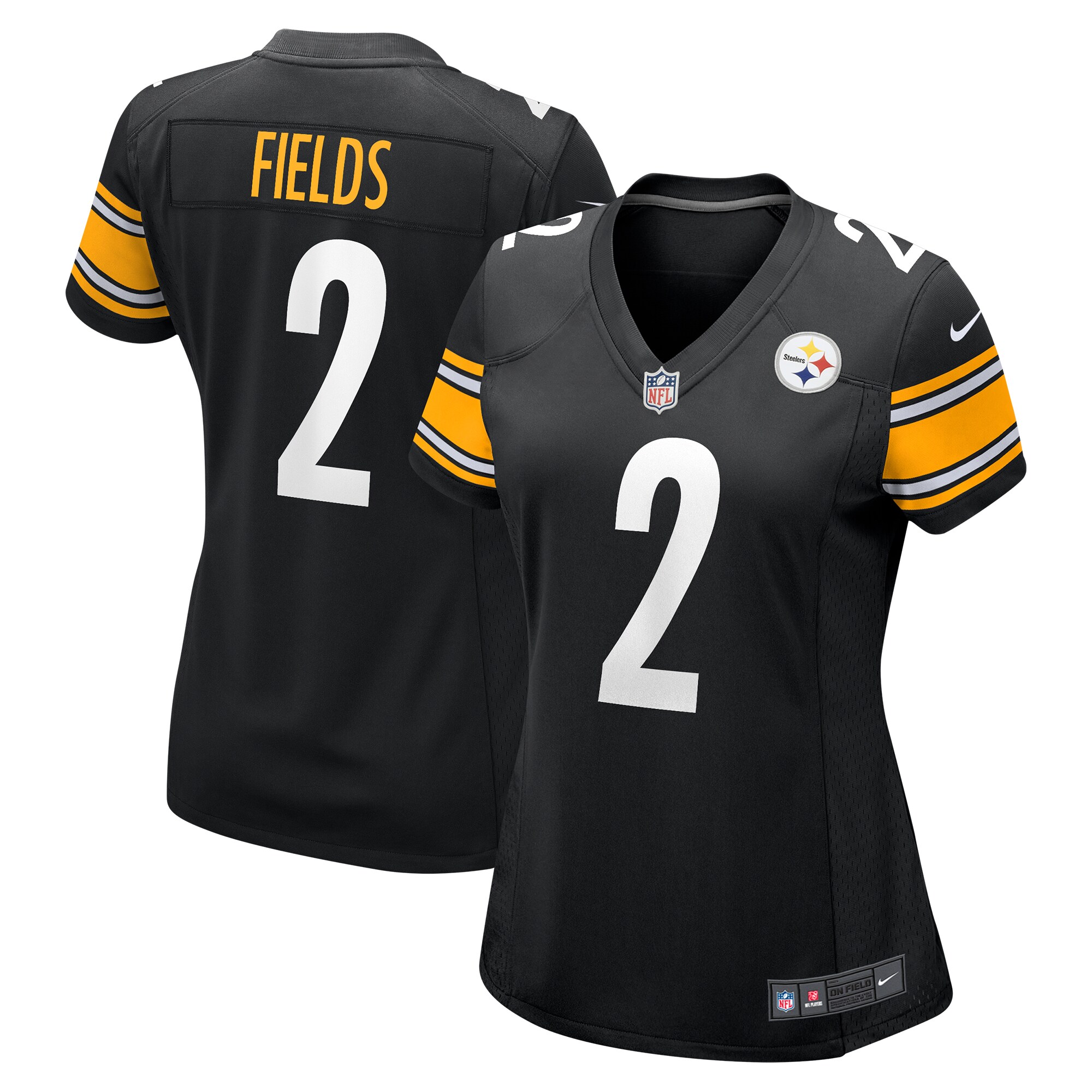 Pittsburgh Steelers Justin Fields Black Game Player NFL Jersey Women's