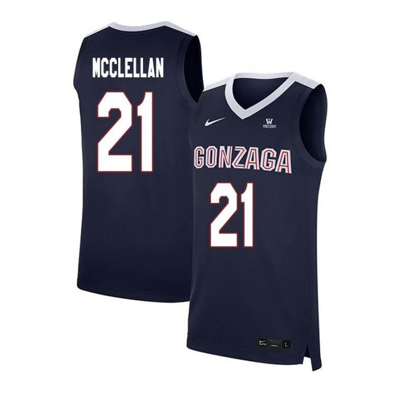 21 Eric McClellan Navy Elite Gonzaga Bulldogs NCAA Jersey Men's