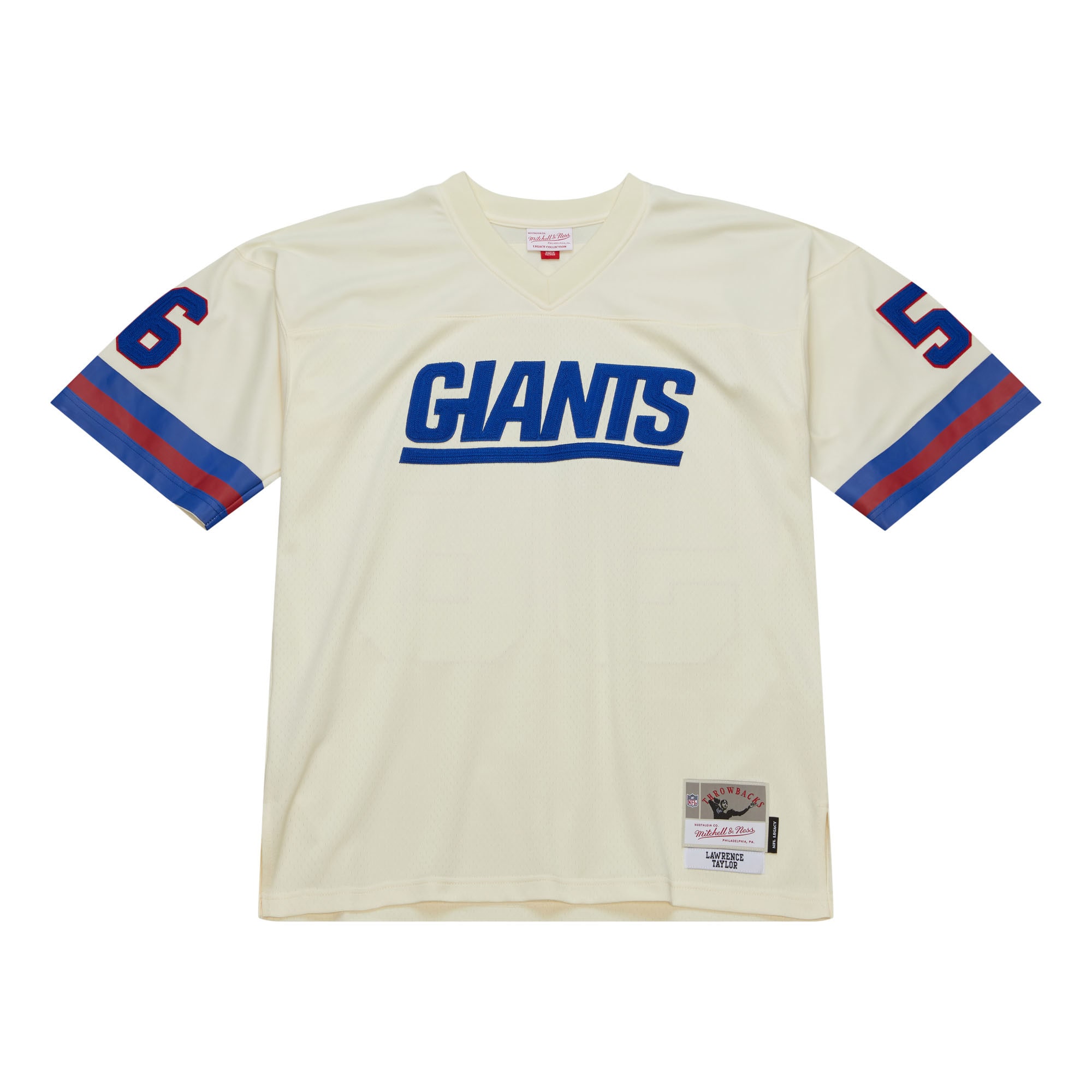 New York Giants Lawrence Taylor Mitchell Ness Cream Chainstitch Legacy NFL Jersey Men's