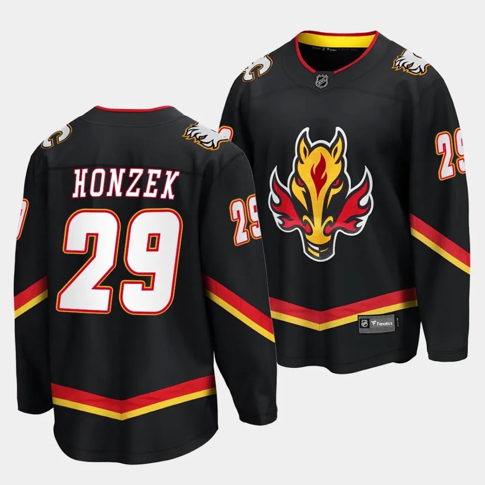 Samuel Honzek #29 Calgary Flames 2023 Draft Alternate Black NHL Jersey Men's