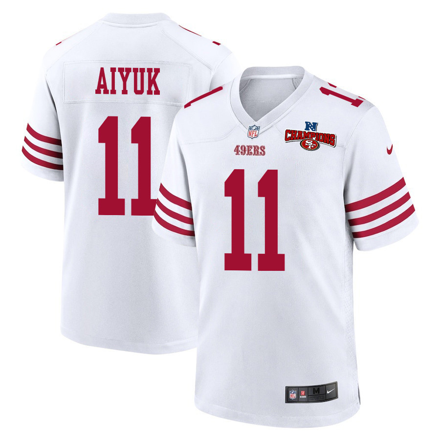 Brandon Aiyuk 11 San Francisco 49ers NFC Champions Patch Game White NFL Jersey Men's