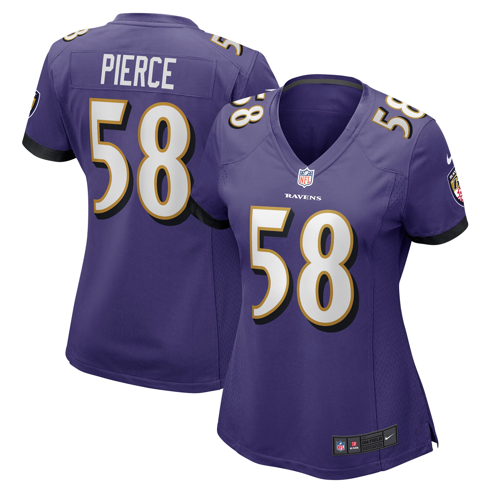 Baltimore Ravens Michael Pierce Purple Player Game NFL Jersey Women's
