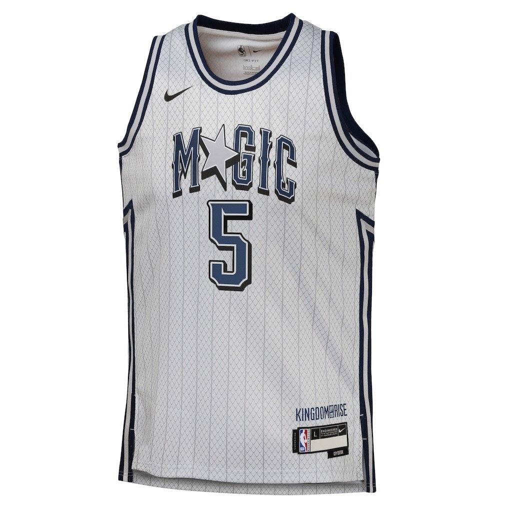 Paolo Banchero 5 Orlando Magicc 2024/25 Swingman Playe City Edition Silver NBA Jersey Youth